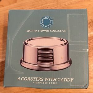 NEW!! Martha Stewart Collection 4 stainless steel coaster Set w…